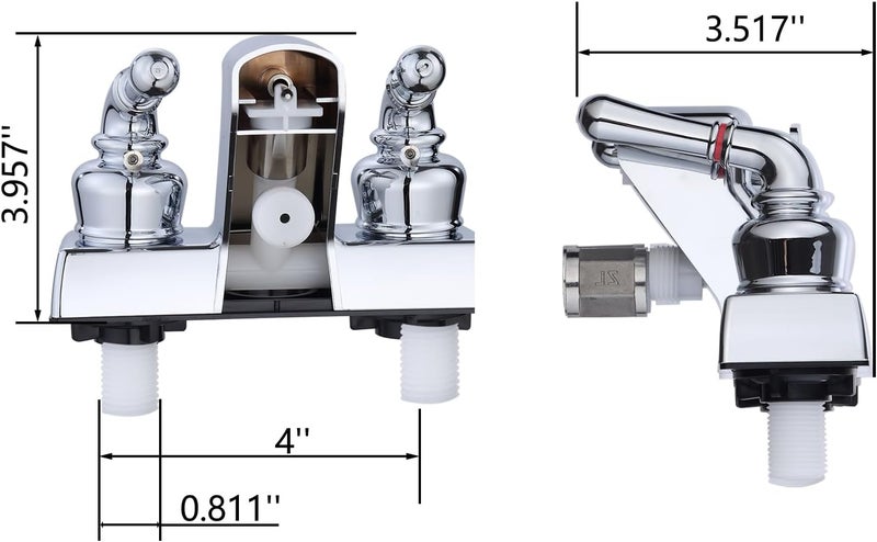LavishStream RV Shower Faucet, 4 inch Shower Valve Diverter Replacement, with Classical Dual Handles for RV/Camper/Motorhome Bathroom, Chrome - Image 2